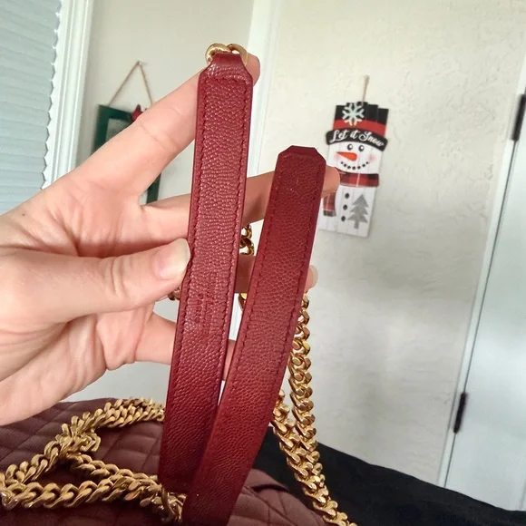 Yves Saint Laurent Envelope Scarlet Quilted Shoulder Bag Gold Chain YSL - Picture 7 of 16